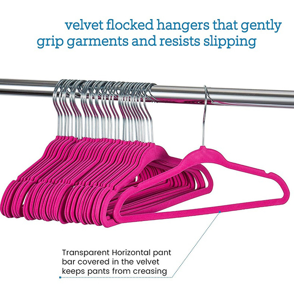 10/20/30 Pack Non-Slip Velvet Kids Hangers For Jackets, Pants, & Dress Clothes Velvet Coat Flocked Custom Hanger Drying Rack