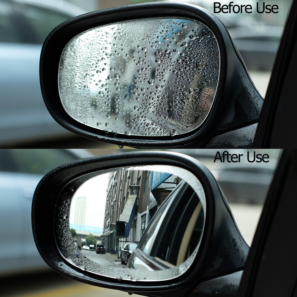 Anti Fog Car Mirror Window Clear Film Car Rearview Mirror Protective Film Waterproof Car Sticker 2 Pcs/Set