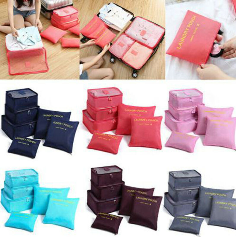 Fashion Style Travel Storage Bag 6Pcs Set Unisex Use Travel Accessories for Clothes Luggage Packing Cube Organizer Suitcase