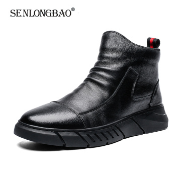 Brand New Autumn Winter High help Men Shoes Soft Leather Casual Shoes Warm Plush Snow Boots Fashion Ankle Boots Working Boots