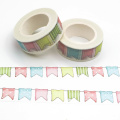 1 PCS Kawaii Colored Flag Washi Tape Pattern Masking Tape Decorative Scrapbooking DIY Office Adhesive Tape 15mm*10m
