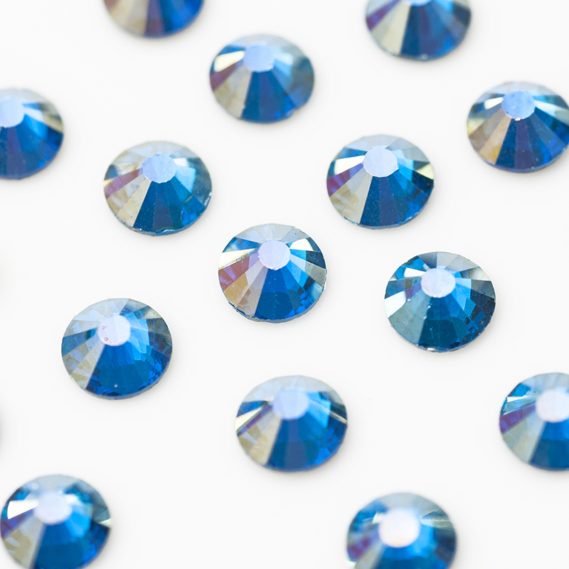 YANRUO 2058HF All Sizes Capri Blue AB Glitter Gems Flatback Strass Hot Fix Glass Crystal Hotfix Rhinestones For Clothing