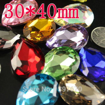 2pcs 30x40mm Pear Drop Crystal Fancy Stone Pointback Glass Teardrop Droplet Foiled For Jewelry Making,Garment Use