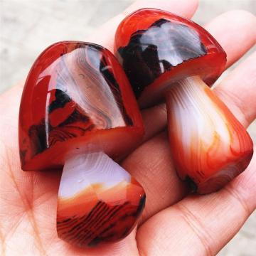 1pcs AAAA Beautiful crystal carvings natural hand-carved red striped agate lovely mushroom fashion jewelry gifts