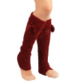 Women Fashion Knitting Footless Leg Warmers Knee High Boot Socks with Fur Ball New Year's Socks