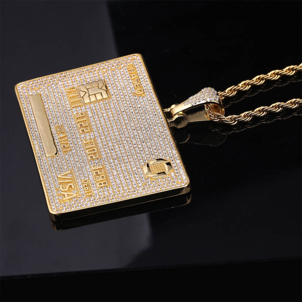 TOPGRILLZ Custom Name Iced Out Credit VISA Card Pendant Necklace AAA Cubic Zirconia Hip Hop Jewelry With Tennis Chain For Gift