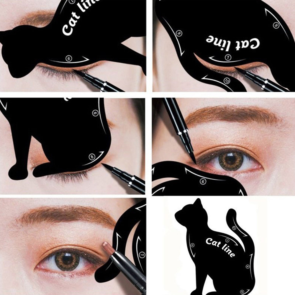 2 Pairs Eyeliner Stencil Models Cat Eye Line Template Shaper Makeup Beauty Tools