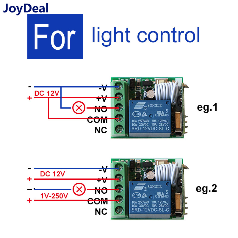 433Mhz Universal Smart Home Wireless RF Remote Control Switch DC 12V 1CH Relay Receiver Module And 433 MHz Light Transmitter DIY