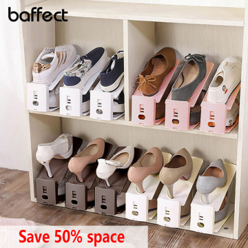 Baffet Shoe Rack Plastic Shoes Organizer Adjustable Shoebox Holders Storage For Sports Shoes High Heels Save 50% Space