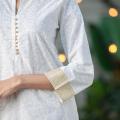 2020 New Style Printing Dress India Fashion Woman Ethnic Styles Suits Cotton Kurtas White Lady Top+Pants