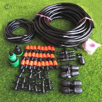 MUCIAKIE Adjustable Orange Misting Cooling Irrigation System Watering Kit 8/11 4/7 Hose Nozzle Tee Eng Plug Connecter Fittings