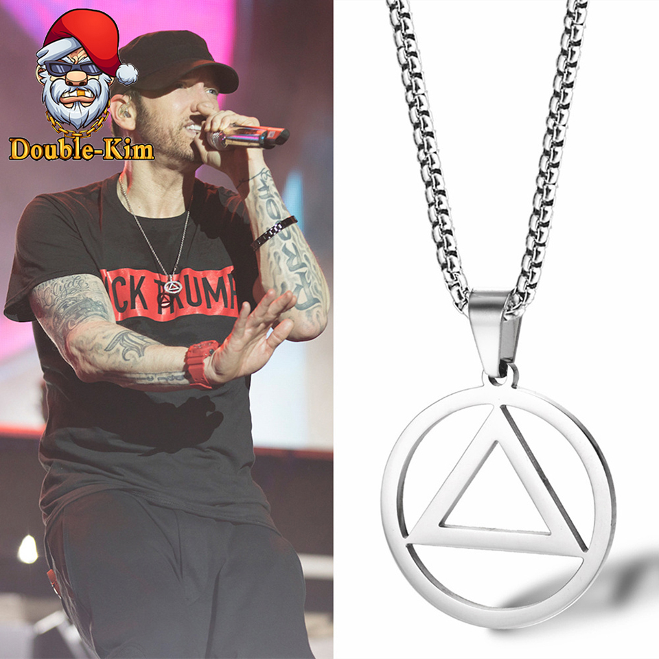 Eminem Triangle Men Necklace Hiphop Rock Street Culture Titanium Stainless Steel Classic Chain Necklace Fashion Man Jewelry Gift