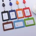 Retractable Lanyards ID Badge Card Holder Leather Bus Pass Case Cover Men Women's Bank Credit Card Holder Strap Cardholder