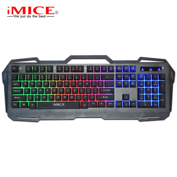 iMice Luminous Game Keyboard Metal Panel 104 Key Waterproof Keypad for Gaming Application Wire Keyboard
