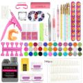 Pro Nail Acrylic Kit Powder Glitter Full Manicure Set For Nail Art Liquid Decoration Crystal Brush Tips Tools Kit For Manicure