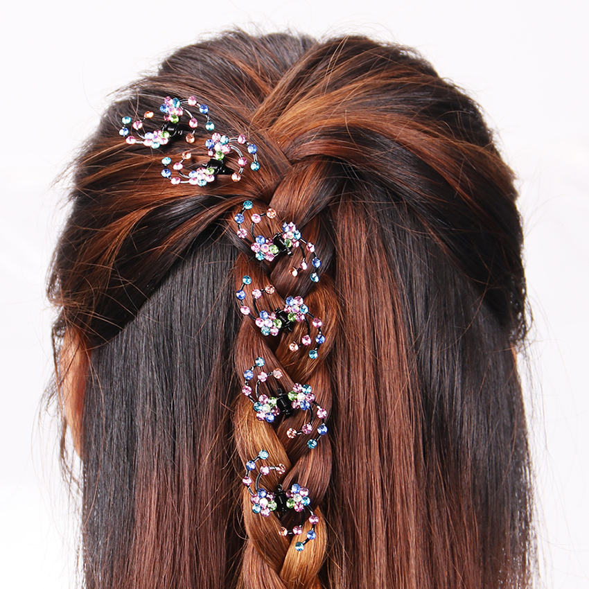 6PCS/1 Pack Wedding Bridal Hair Claws Women Mini Headwear Rhinestone Snowflake Hair Clips Flower Hairpins Hair Accessories