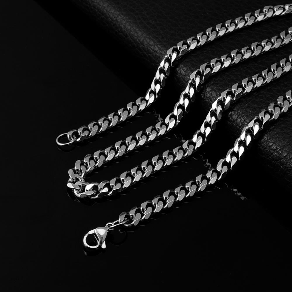 3MM 5MM 7MMCuban Link Chain Stainless Steel Necklace Gold Filled Tone Punk Hip Hop Men 's Jewelry USENSET