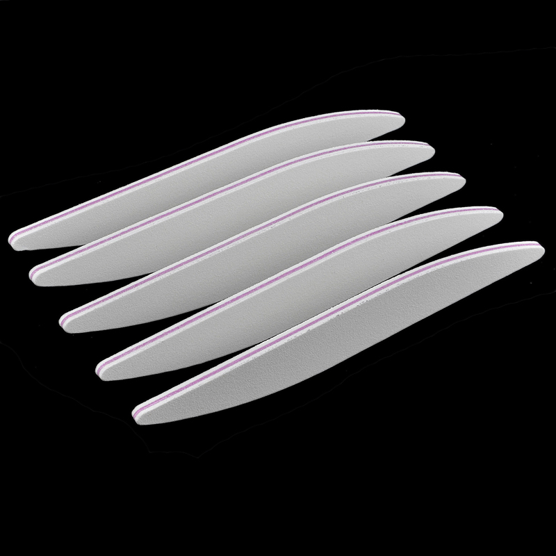 5pcs White Sandpaper Crescent Moon Double Side Emery Professional Nail File 100/180 Manicure Tools Cuticle Remover Buffer Files