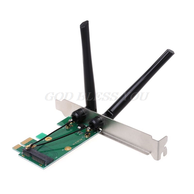 Wireless Network Card WiFi Mini PCI-E Express to PCI-E Adapter 2 Antenna External PC Drop Shipping