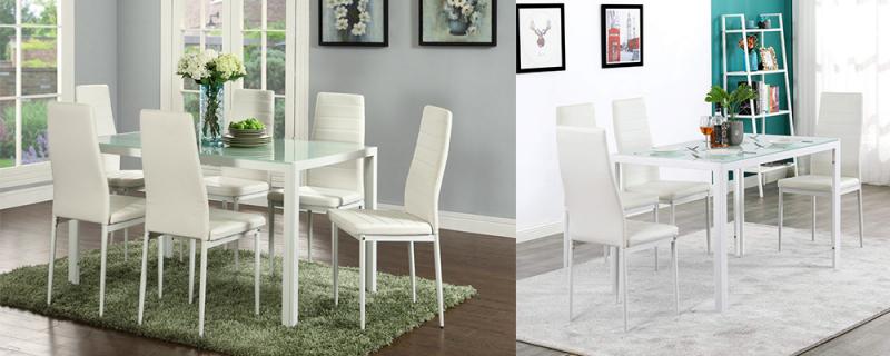 6PCS/Set Nordic Style Dining Chairs Modern Durable Half-PU-Leather Fabric Dining Room Chairs Simple Home Bar Furniture HWC