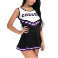 Women's Cheerleader Dress Sports Uniform Cheer Leader Costume Fancy Dress With Pom Poms School Girls Musical Party Gym Clothes