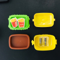 1pc Hamburger Shaped Pencil Sharpener + 2pcs Eraser School Office Supply Stationery Kids Promotion Gift
