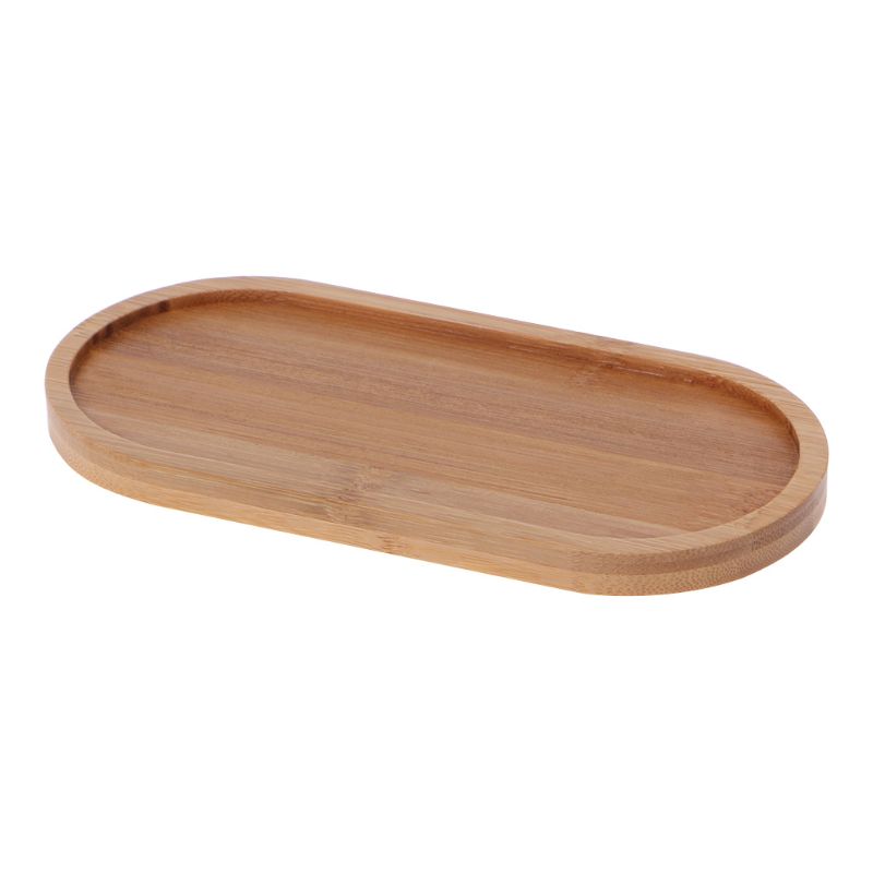 Oval Shape Bamboo Wood Saucer Plant Tray Mini Plant Flower Pot Stand Favor Succulent Pot Tray Simple Elegant Design Home Balcony