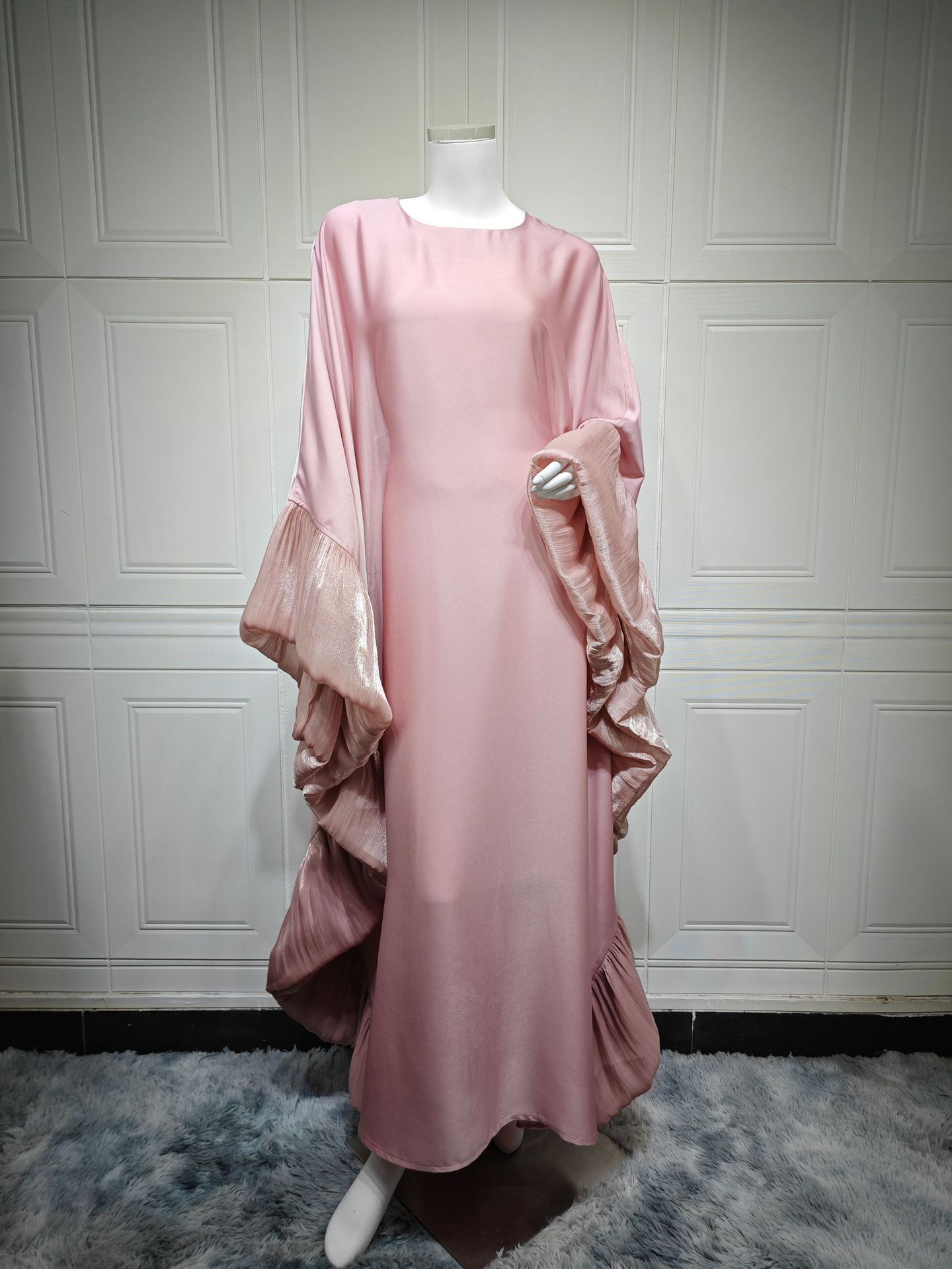 Muslim Butterfly Sleeve Abaya Elegant Kaftan Dress MQ201 (1)