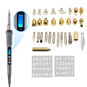 60W AC220-240V Digital Display Wood Burning Soldering Irons Crafts Tools Pyrography Pen Machine Kit Set Eu Plug LCD Display