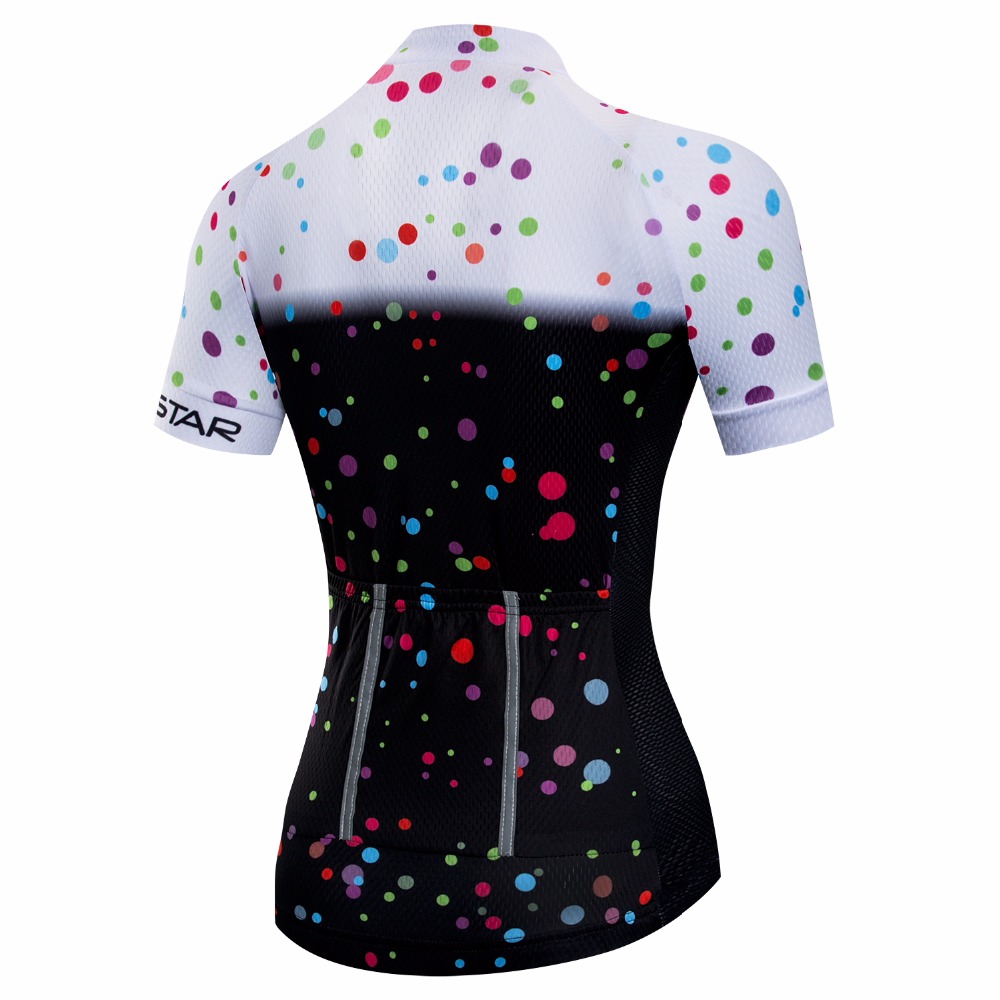 Weimostar Women Bike Jersey Outdoor Sport Wear Girl Cycling Jersey black white Bicycle Shirt Top Flower Cute Quick Dry