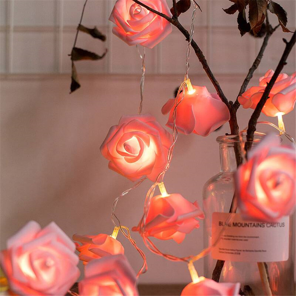 10/20/40leds Rose Flower String Lights Battery Rose Christmas Lights for Party Wedding Holiday Christmas Decoration Lamps