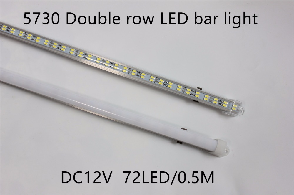 5pcs/lot 72leds 5730 led Bar Light Hard Rigid strip Double Row Non waterproof 12V 12mm PCB 72leds/0.5m more bright then 5630