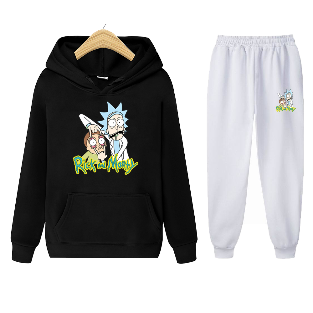 Two-piece fashion hooded sweatshirt funny funny Morty Rick sportswear men's track suit hoodie autumn brand clothes hoodie + pant