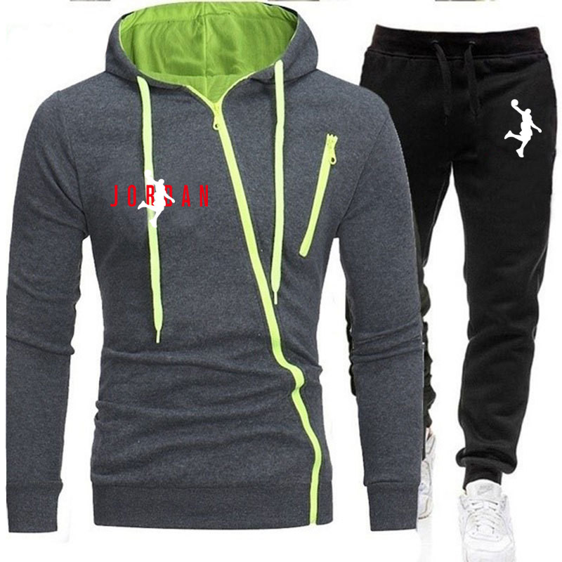 New Men's Autumn Winter Sets Zipper Hoodie+pants Two Pieces Casual Tracksuit Male Sportswear Gym Brand Clothing Sweat Suit
