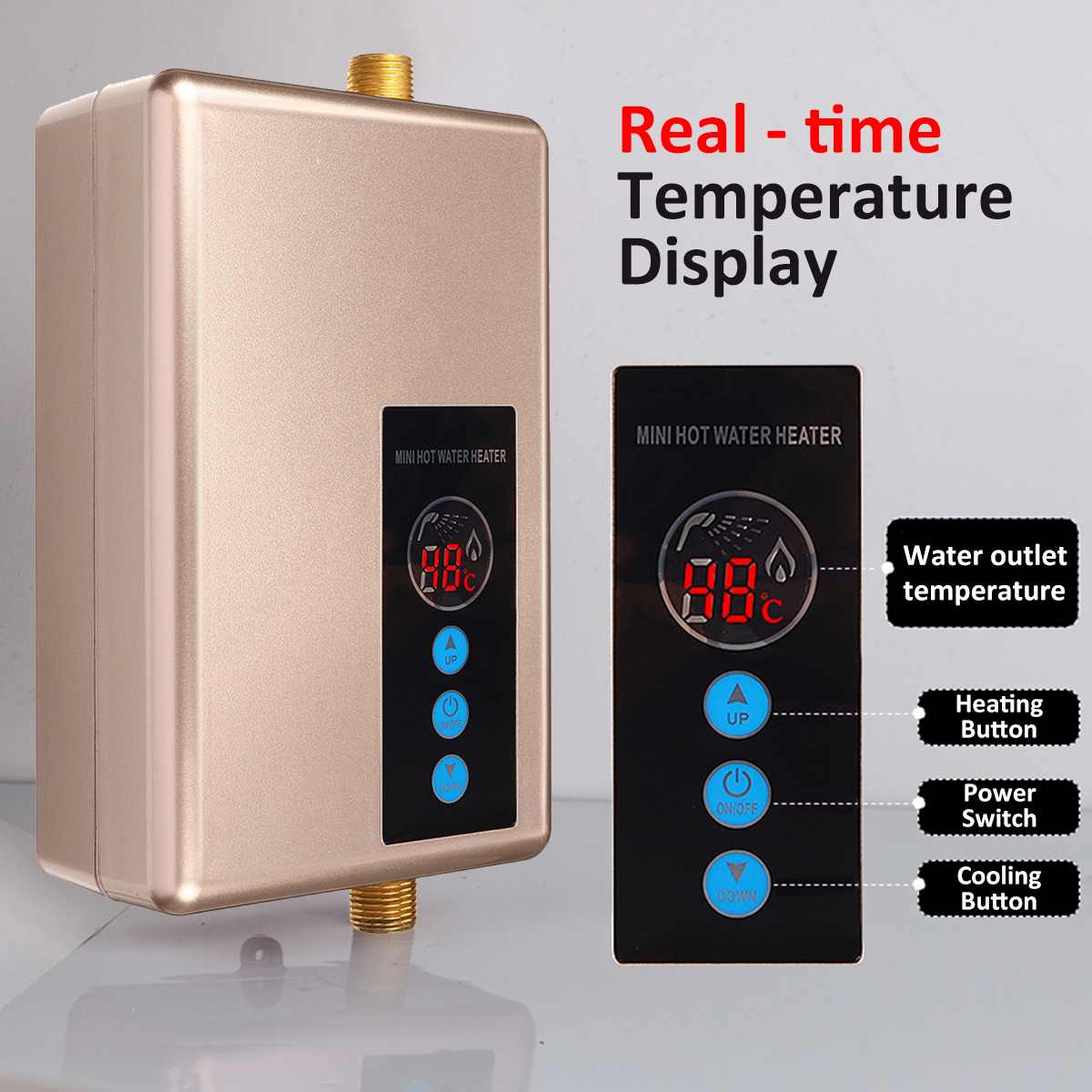 5500W 220V Mini Electric Water Heaters Instant Kitchen Fast Heating Intelligent Electric Tankless Shower Hot Water Heater
