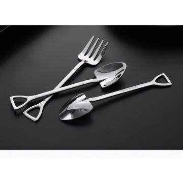 3color Cutlery Set Stainless Steel Shovel Shape Ice Cream Spoon Handle Coffee Soup Tea Spoon Fork Kitchen Accessory Flatware