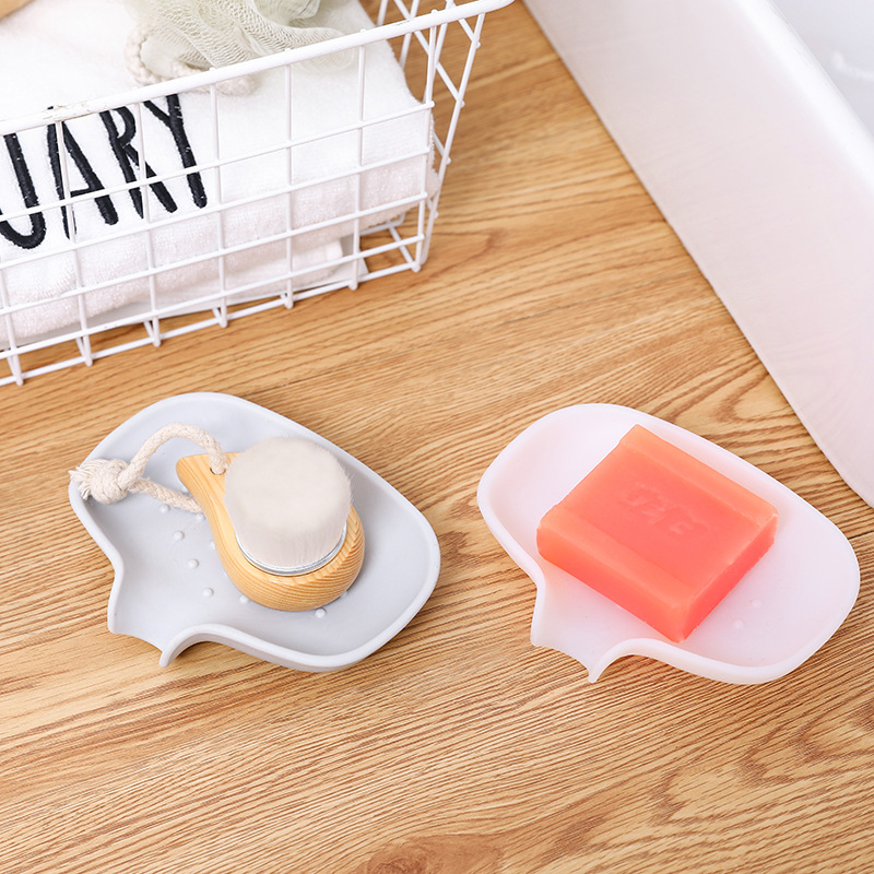 Hot Multifunctional Soft Silicon Non-Slip Soap Dishe Household Simple Soap Box Bathroom Soap Kitchen Pot Brush Drain Storage Box