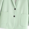 Wixra Women's Blazer Summer Autumn Pretty Color Green Blazer Button High Street Long Sleeve Coat 2020 Outerwear