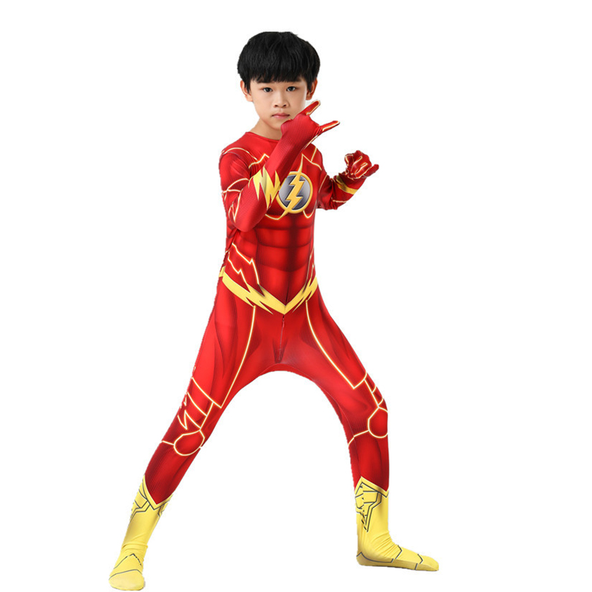 The Flash Costume Kids Superhero Barry Allen Cosplay Anime Children's Halloween Costumes for Kids Clothes The Flash Jumpsuits