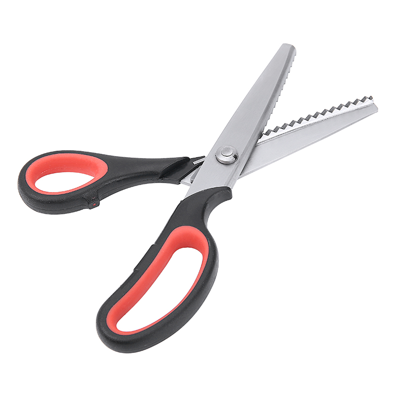 Stainless Steel Tailor Scissors Cutting Black Orange Handle Zig Zag Edge Sewing Cut For Fabrics Linings Hand Tool