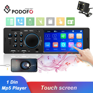 Podofo 1 Din Car Radio Autoradio FM Bluetooth Multimedia MP3 MP5 Player 4.1