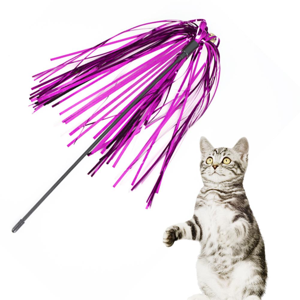 5pcs Funny Cat Stick Wire Toy Pet Dog Cat Teaser Wand Solid Colourful Toy Dragonfly with Bell for Cats Pet Products
