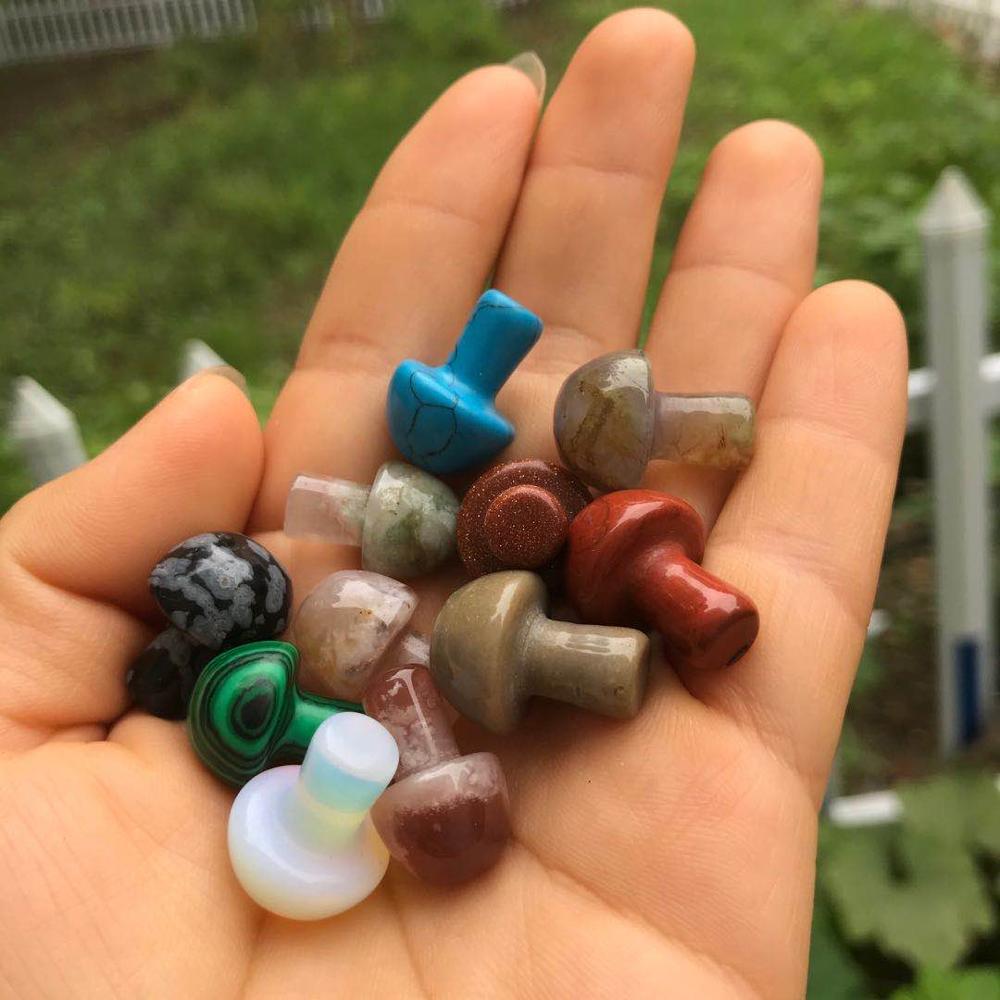 Natural crystal stone mixed Gemstone Crystal Mushroom Carving For Decoration