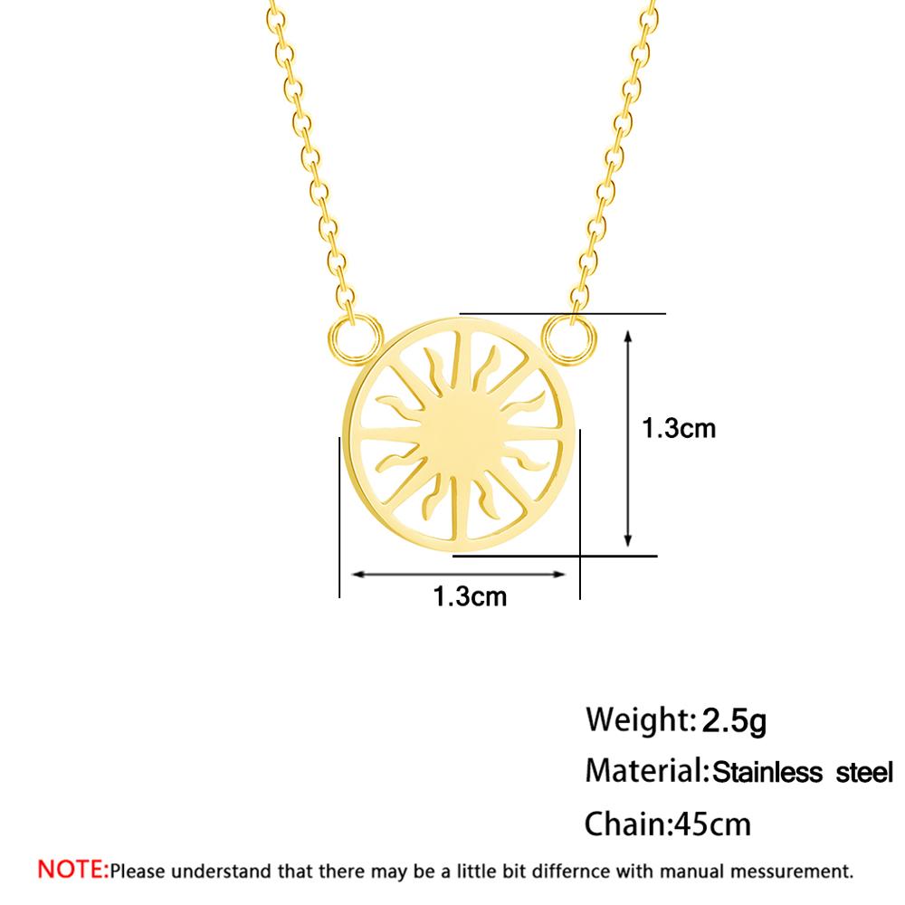Chandler Stainless Steel Sunshine Sunburst Necklace Pendant Sun Beam Choker Necklaces for Women Christmas Jewelry Accessories