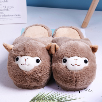 2020 Cartoon Sheep Home Slippers Plush Velvet Women Slipper Indoor Non Slip Fur Warm Winter Slippers Furry Lovely Floor Slippers