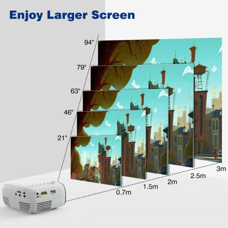 Mini LCD Projector projection 7000 Lumens Full HD 1080P Home Cinema Theater USB AV HDMI compatible