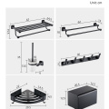 Space Aluminum Black Bathroom Accessories Bath Towel Shelf Full Set Toilet Brush Holder Waterproof Paper Box Modern Shower Rack