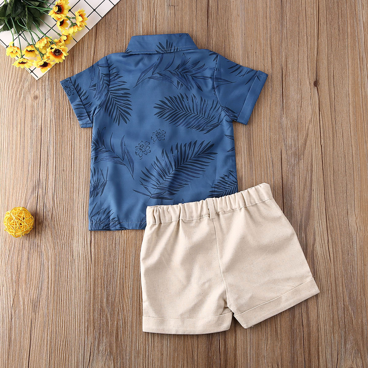 Pudcoco Toddler Baby Boy Clothes Leaf Print Short Sleeve Shirt Tops Short Pants 2Pcs Outfits Casual Clothes Summer