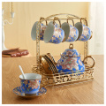 15pcs European style Royal ceramic coffee tea set household water cup included 6 cups 6 saucer 1 holder 1 sugar pot 1 milk jug