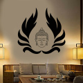 Vinyl Art Wall Decal Buddha Head Buddhism Religion Lotus Wall Stickers for Home Bedroom Living Room Decoration Wallpaper C642